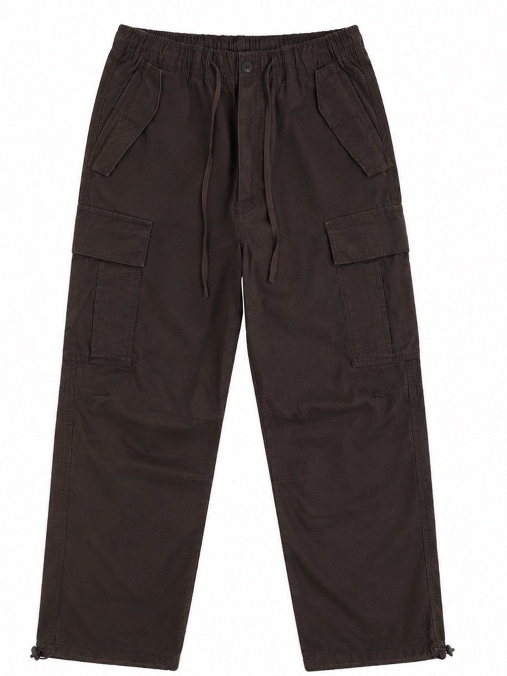 H&M Men's Dark Brown Cargo Pants with Elastic Waist